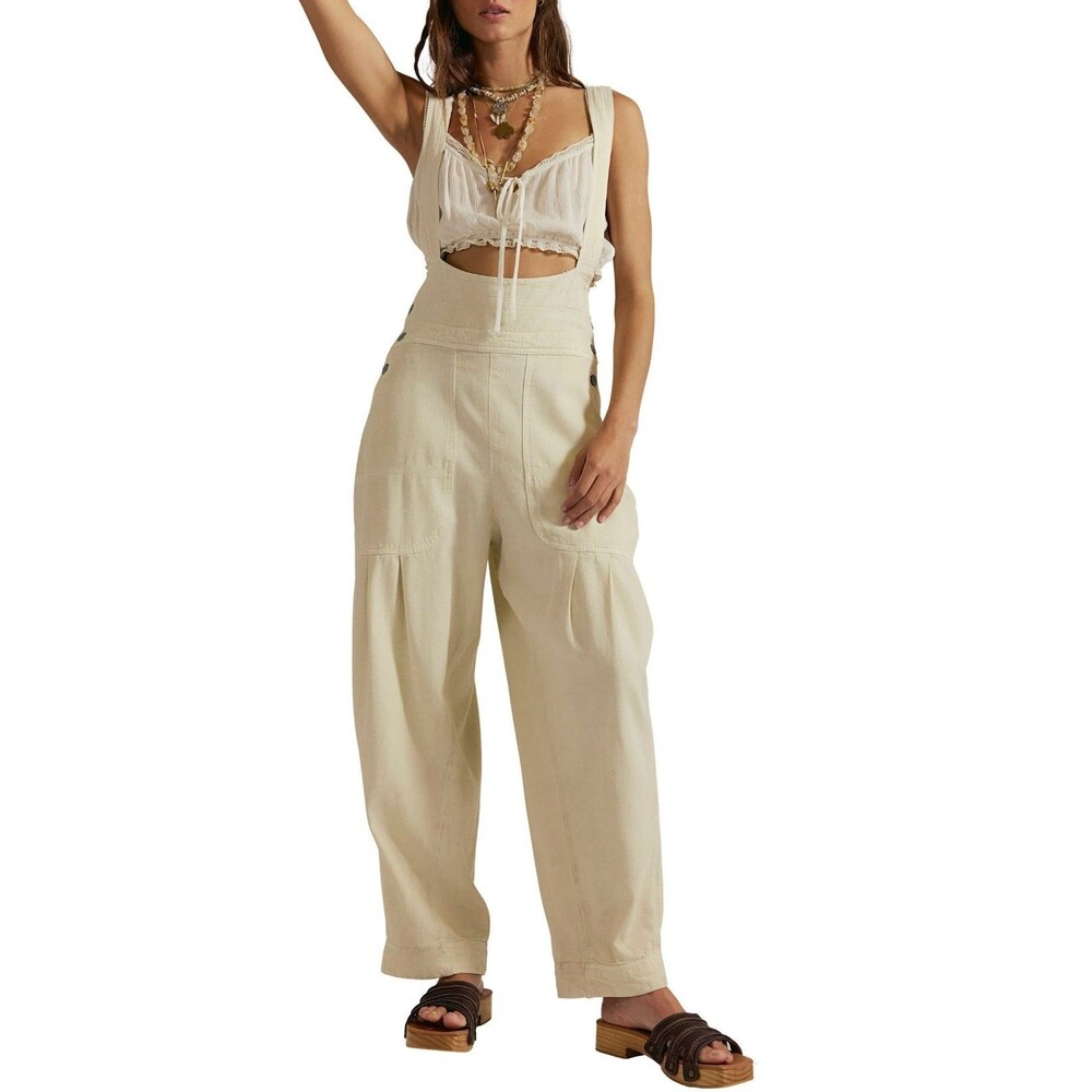 Free People We The Free Felix Tapered Overalls Jumpsuit Dress Pinafore L 288647